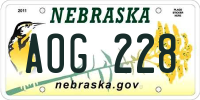 NE license plate AOG228