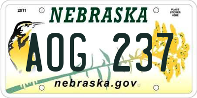 NE license plate AOG237