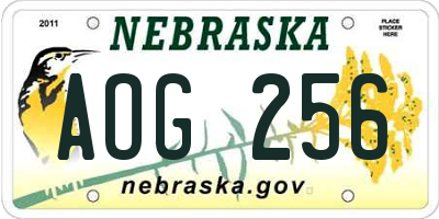 NE license plate AOG256