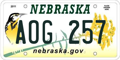 NE license plate AOG257
