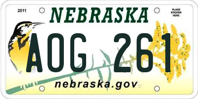 NE license plate AOG261