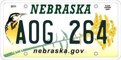 NE license plate AOG264