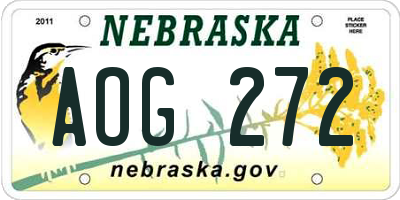 NE license plate AOG272