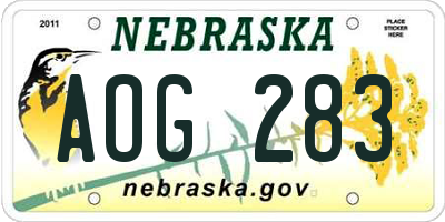 NE license plate AOG283