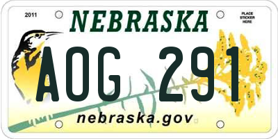 NE license plate AOG291