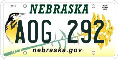 NE license plate AOG292