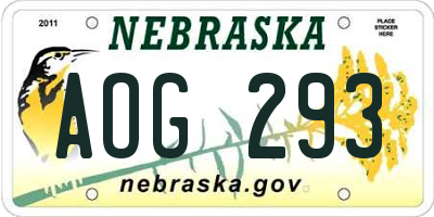 NE license plate AOG293