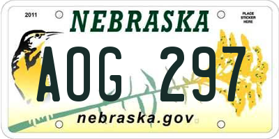 NE license plate AOG297