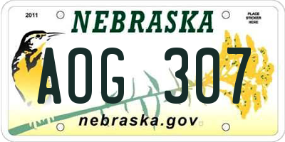 NE license plate AOG307