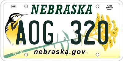 NE license plate AOG320