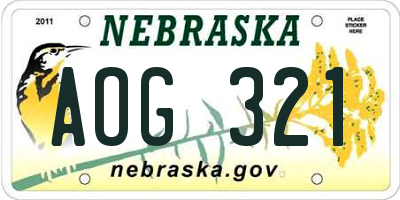 NE license plate AOG321