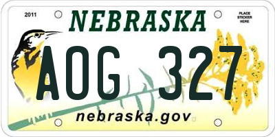 NE license plate AOG327