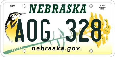 NE license plate AOG328