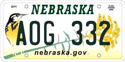 NE license plate AOG332