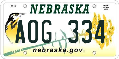 NE license plate AOG334