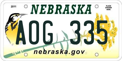 NE license plate AOG335