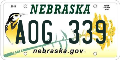 NE license plate AOG339