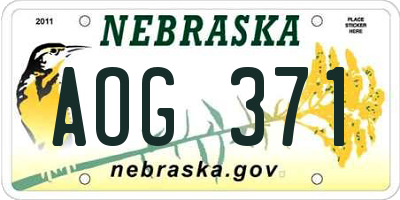 NE license plate AOG371