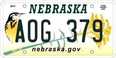 NE license plate AOG379
