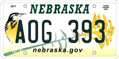 NE license plate AOG393