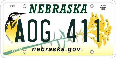 NE license plate AOG411