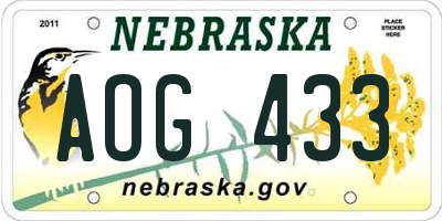 NE license plate AOG433