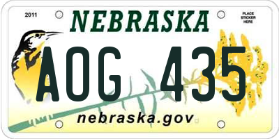 NE license plate AOG435