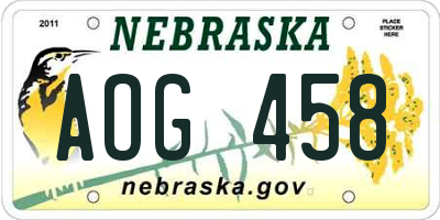 NE license plate AOG458