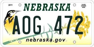 NE license plate AOG472