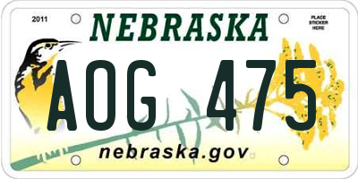 NE license plate AOG475