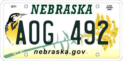 NE license plate AOG492