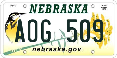 NE license plate AOG509