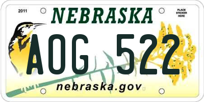 NE license plate AOG522