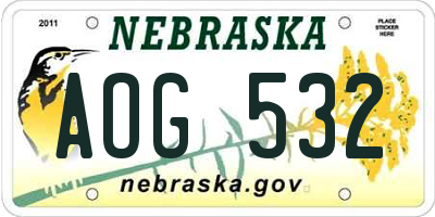 NE license plate AOG532