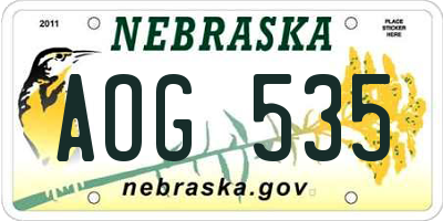 NE license plate AOG535