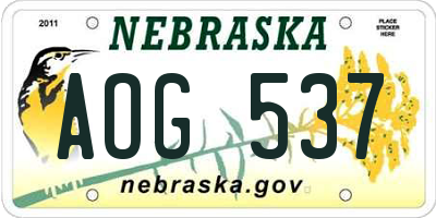 NE license plate AOG537