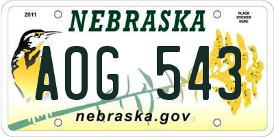 NE license plate AOG543