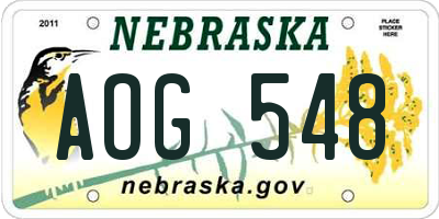 NE license plate AOG548