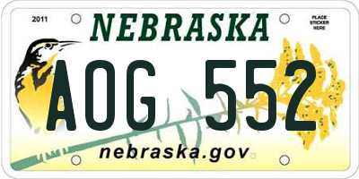 NE license plate AOG552