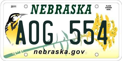 NE license plate AOG554