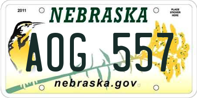 NE license plate AOG557