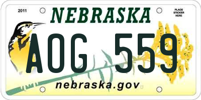 NE license plate AOG559