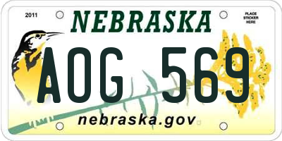 NE license plate AOG569