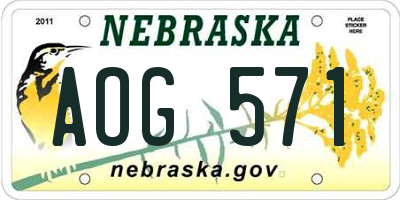 NE license plate AOG571