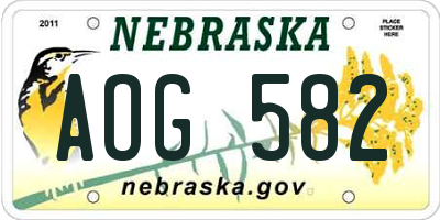 NE license plate AOG582