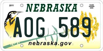 NE license plate AOG589
