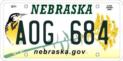 NE license plate AOG684