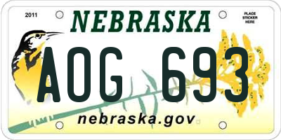 NE license plate AOG693