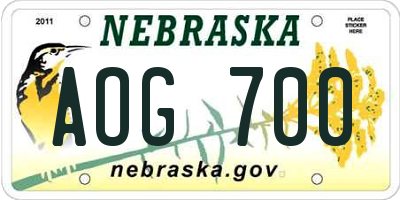 NE license plate AOG700