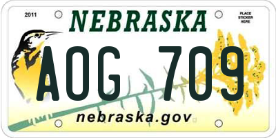 NE license plate AOG709